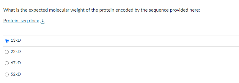 Solved What is the expected molecular weight of the protein | Chegg.com