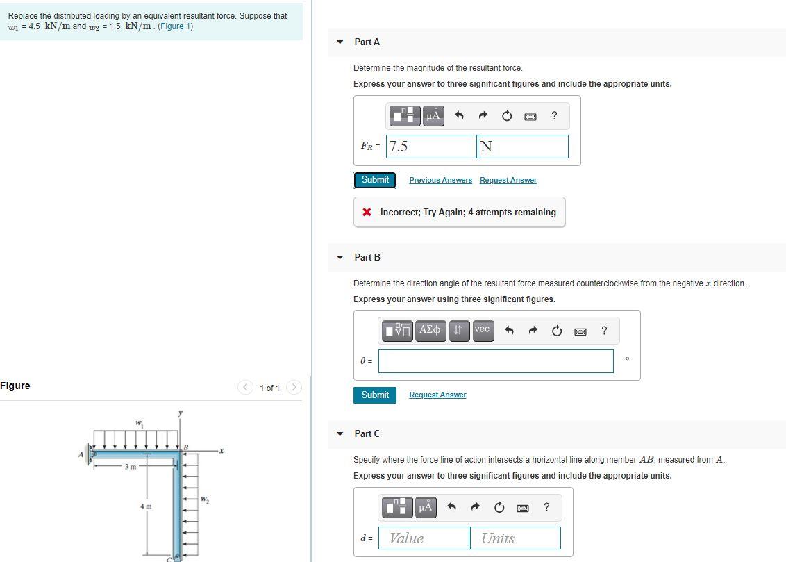 Solved Replace The Distributed Loading By An Equivalent | Chegg.com