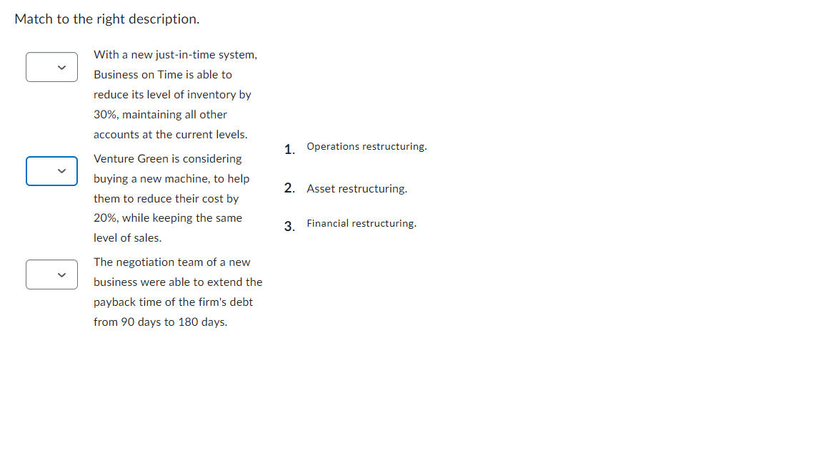 Solved Match to the right description. With a new | Chegg.com