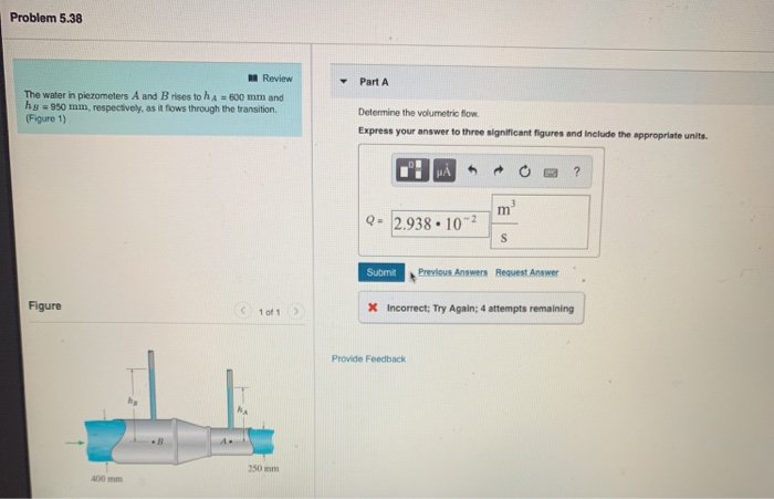 Solved Problem 5.38 Review Part A The water in piezometers A | Chegg.com