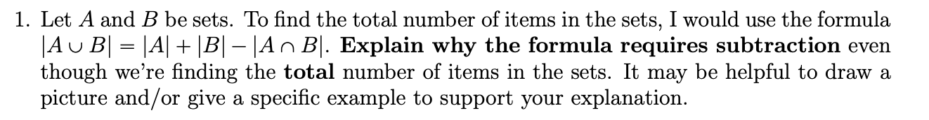 Solved . 1. Let A And B Be Sets. To Find The Total Number Of | Chegg.com