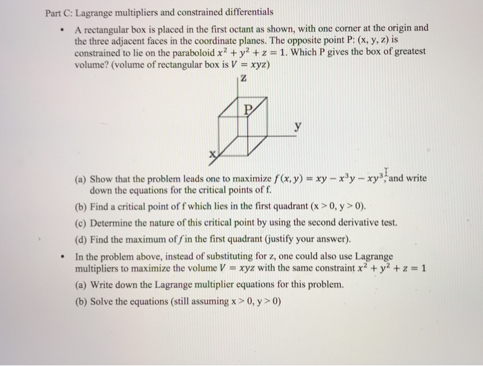 Solved Part C: Lagrange multipliers and constrained | Chegg.com