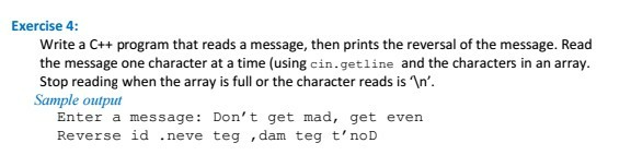 Solved Exercise 4: Write a C++ program that reads a message, | Chegg.com