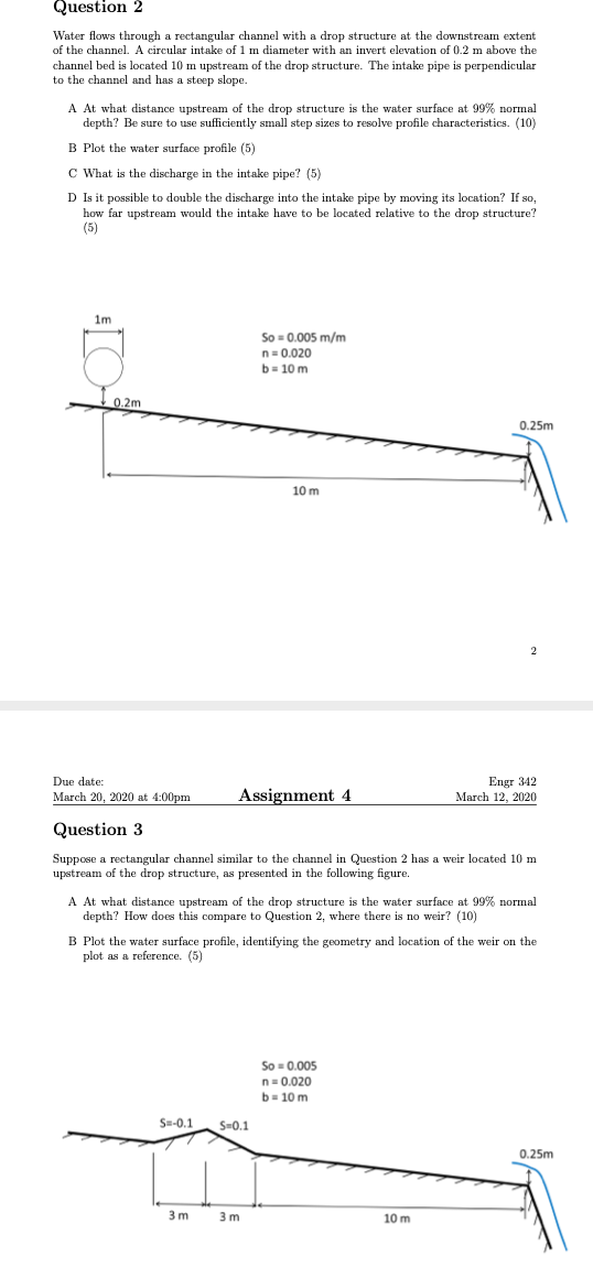 Question 2 Water flows through a rectangular channel | Chegg.com