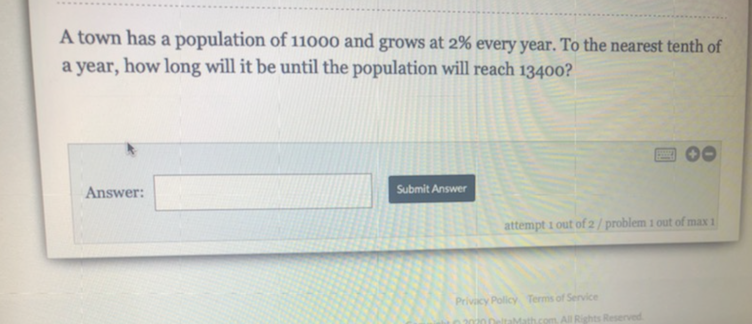 Solved A town has a population of 11000 and grows at 2