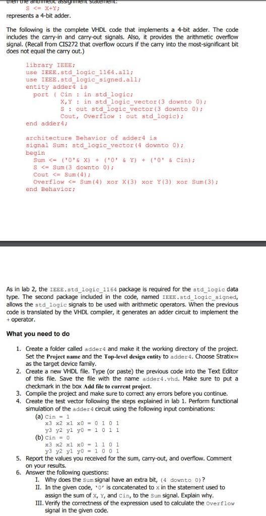 represents a 4-bit adder The following is the | Chegg.com