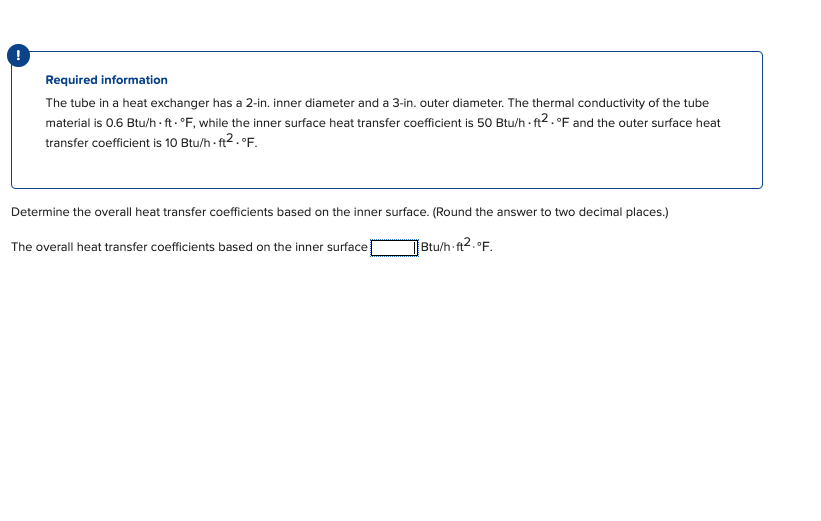 Solved ! Required information The tube in a heat exchanger | Chegg.com