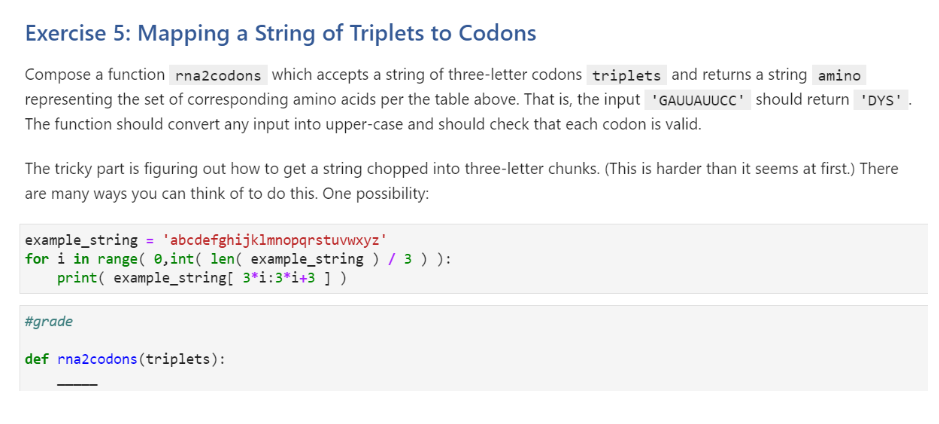 Solved Exercise 5: Mapping a String of Triplets to Codons | Chegg.com