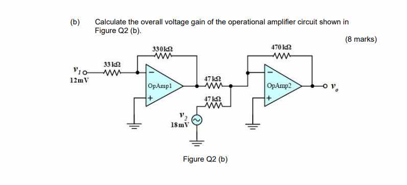 Solved (b) Calculate the overall voltage gain of the | Chegg.com