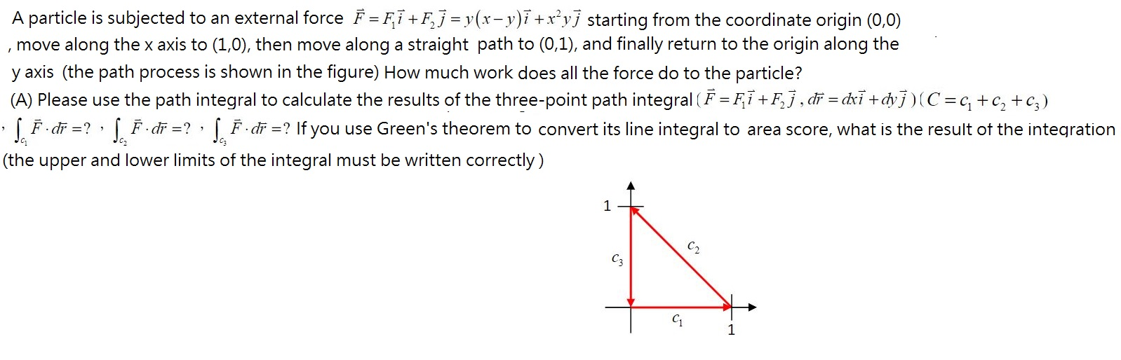 Solved A particle is subjected to an external force Ē = F,1 | Chegg.com