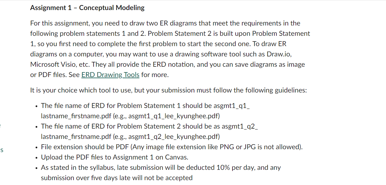 Solved S Assignment 1 - Conceptual Modeling For this | Chegg.com