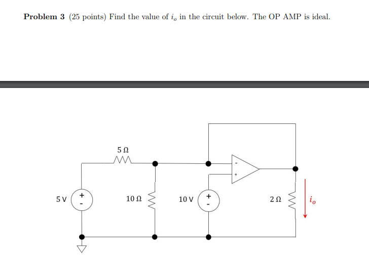 Solved Problem 3 (25 points) Find the value of io in the | Chegg.com
