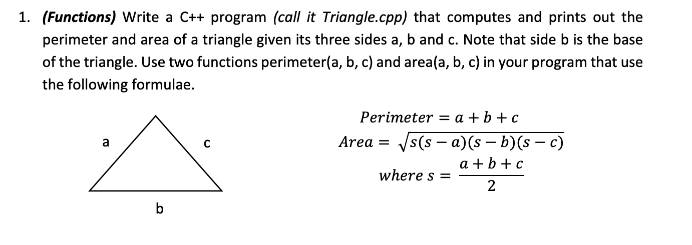 Solved 1. (Functions) Write a C++ program (call it | Chegg.com