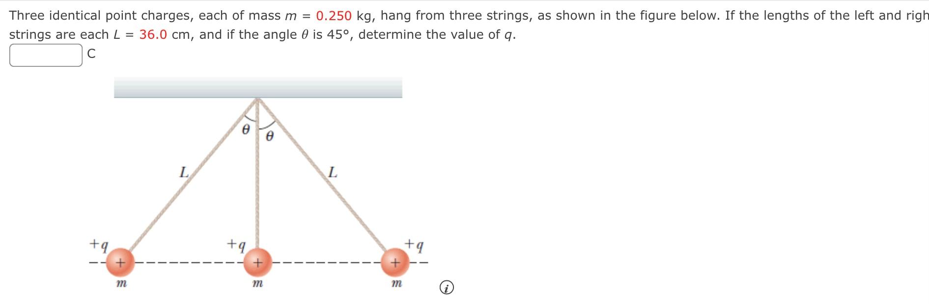 Solved Three identical point charges, each of mass m=0.250 | Chegg.com ...