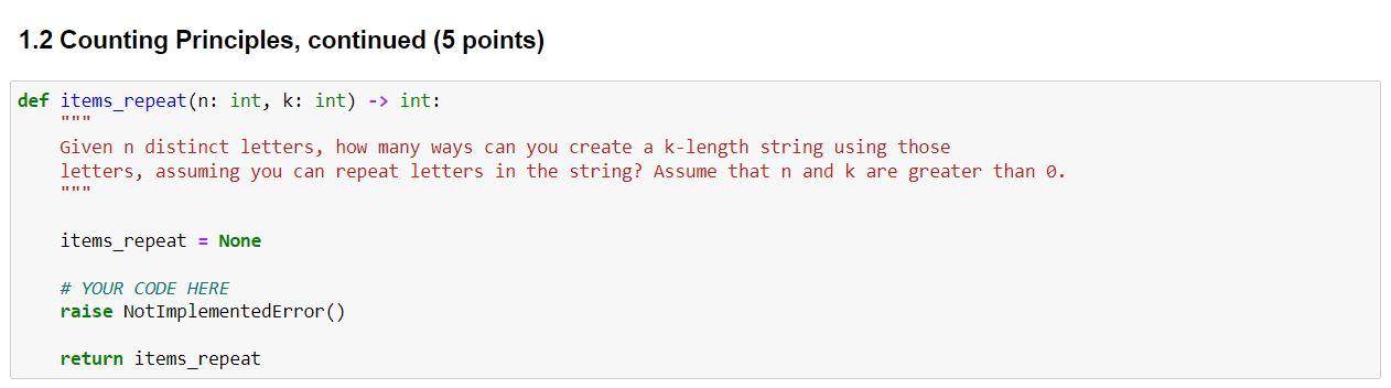 Solved [python/ statistic] - Given n distinct letters, how | Chegg.com