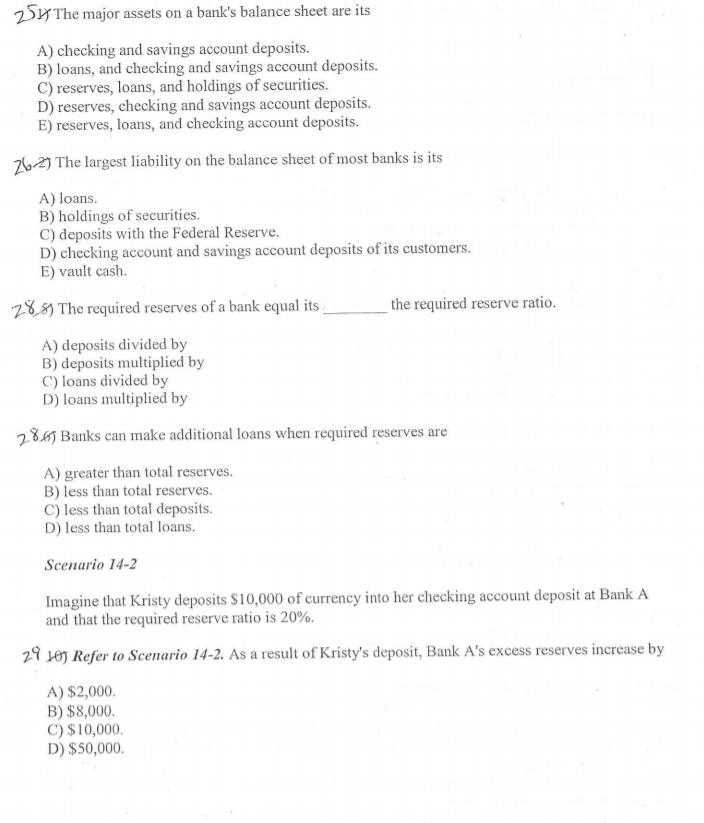 solved-25-the-major-assets-on-a-bank-s-balance-sheet-are-its-chegg