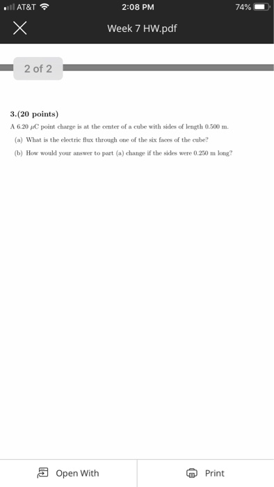 Solved AT&T 2:08 PM 74% Week 7 HW.pdf Physics 114 Week | Chegg.com