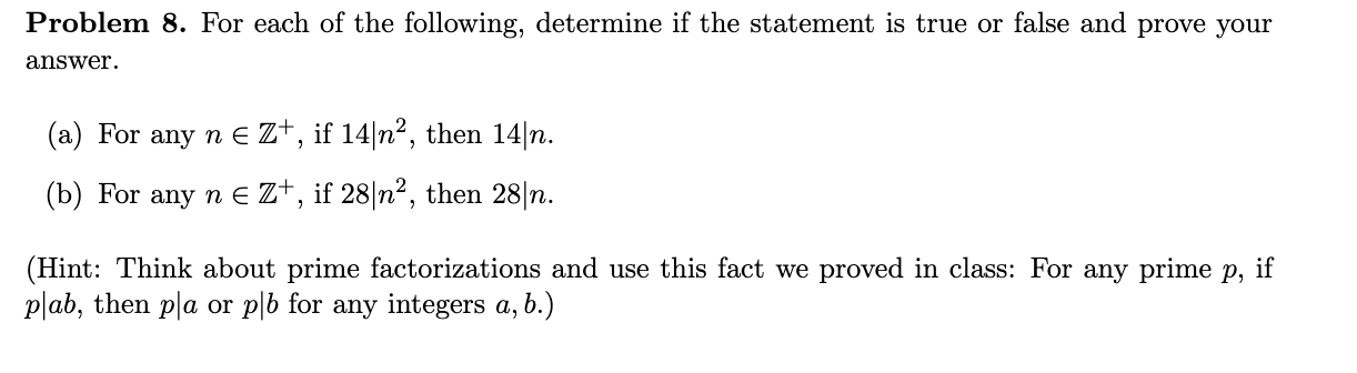 Solved Problem 8. For each of the following, determine if | Chegg.com