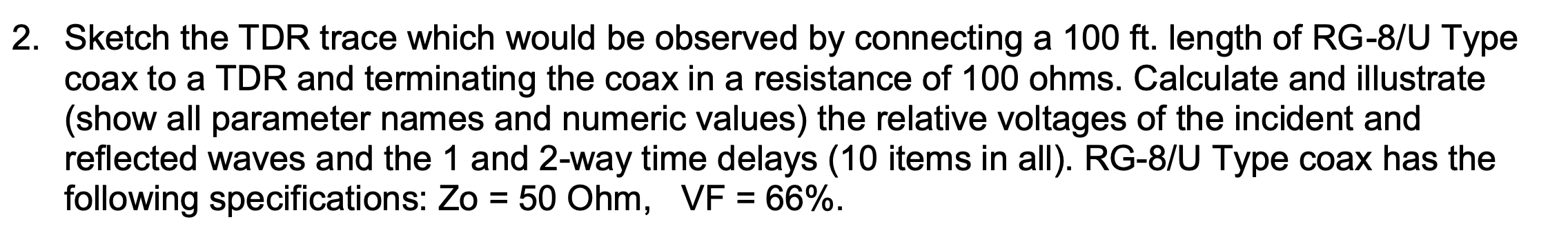 Solved 2. Sketch the TDR trace which would be observed by | Chegg.com