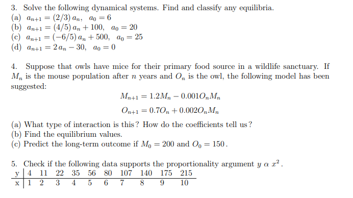 Solved 3 Solve The Following Dynamical Systems Find And Chegg Com