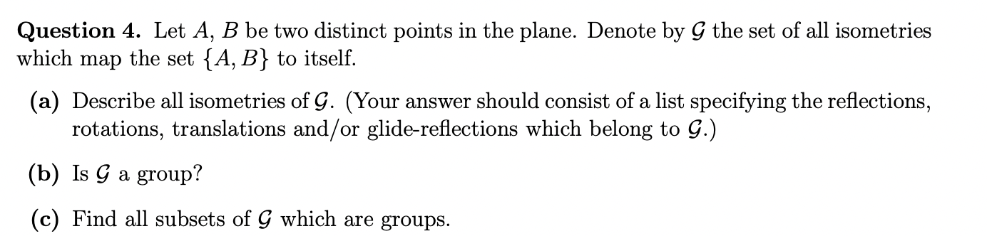 Solved Question 4. Let A,B Be Two Distinct Points In The | Chegg.com