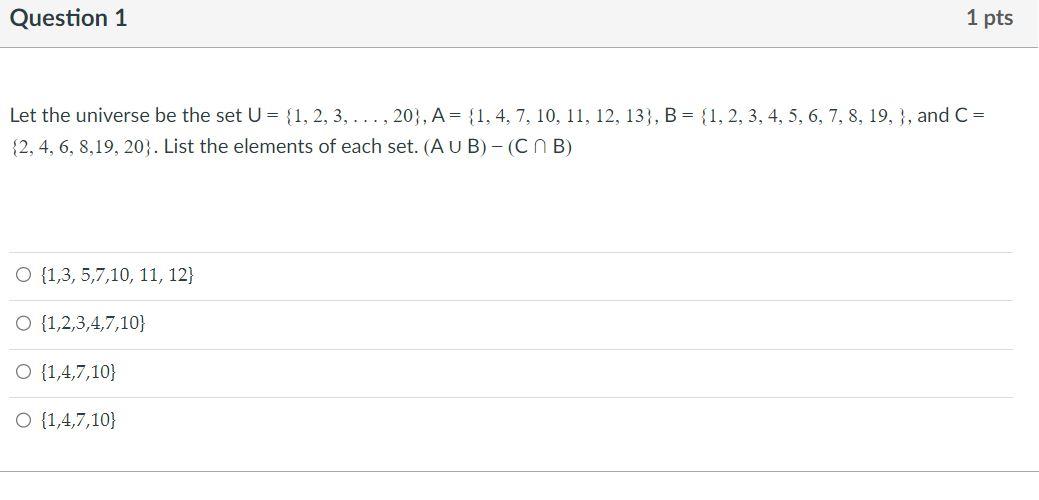 Solved Let the universe be the set | Chegg.com