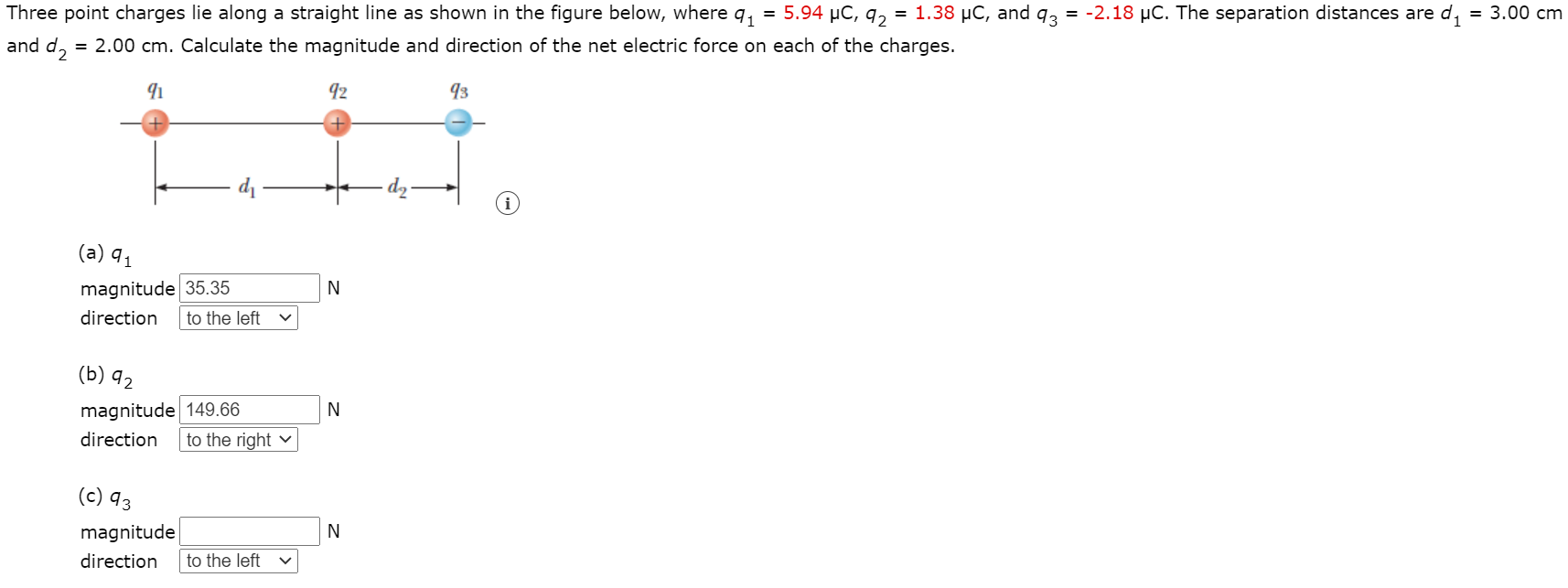 Solved Three Point Charges Are Arranged As Shown In The 