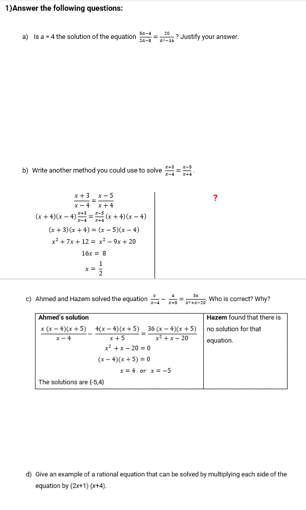 Solved 1 Answer The Following Questions A Is A 4 The Chegg Com