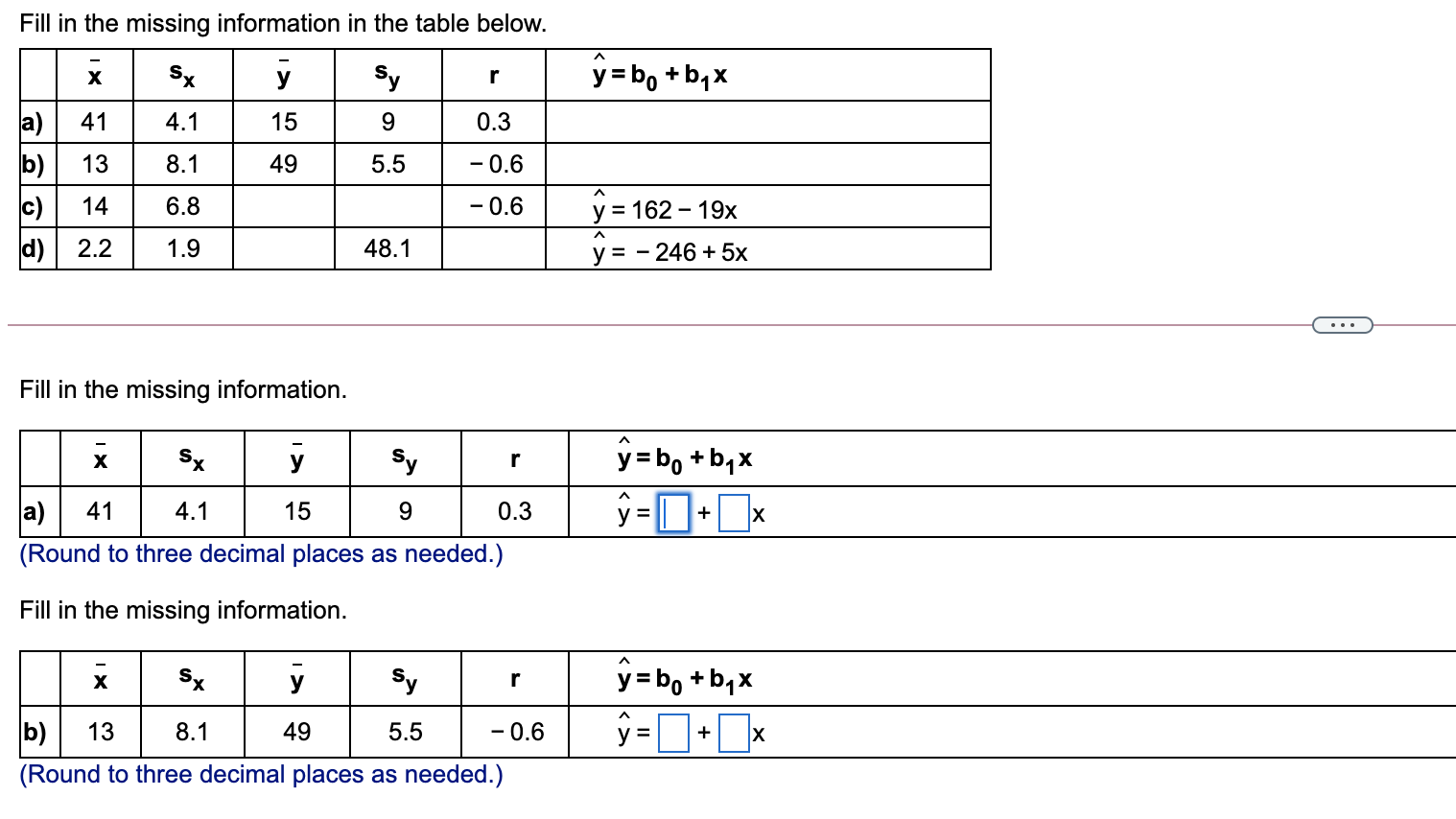 Solved Fill In The Missing Information In The Table Below. A | Chegg.com