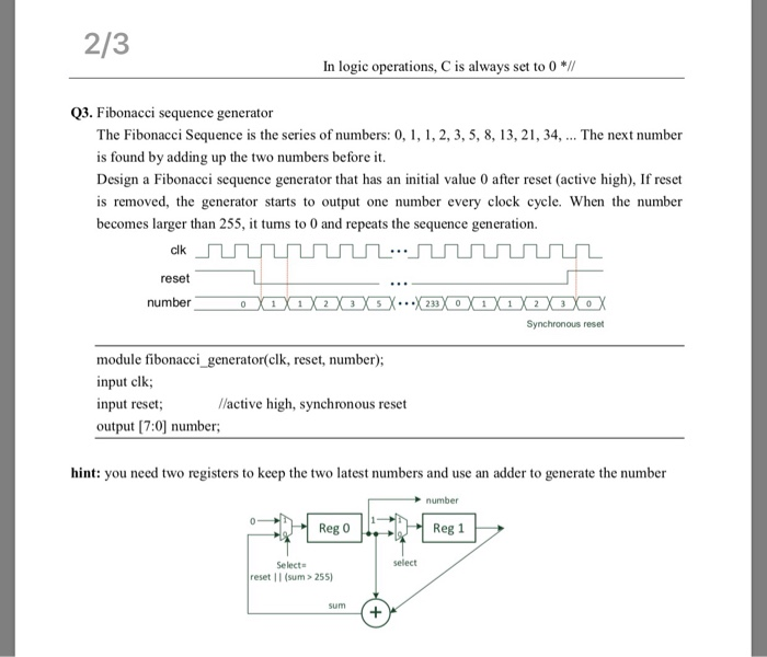 Solved 2/3 In logic operations, C is always set to 0 Q3. | Chegg.com