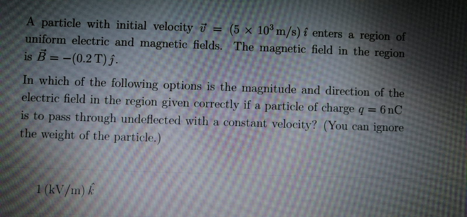 Solved A Particle With Initial Velocity V 5 X 109 M S Chegg Com