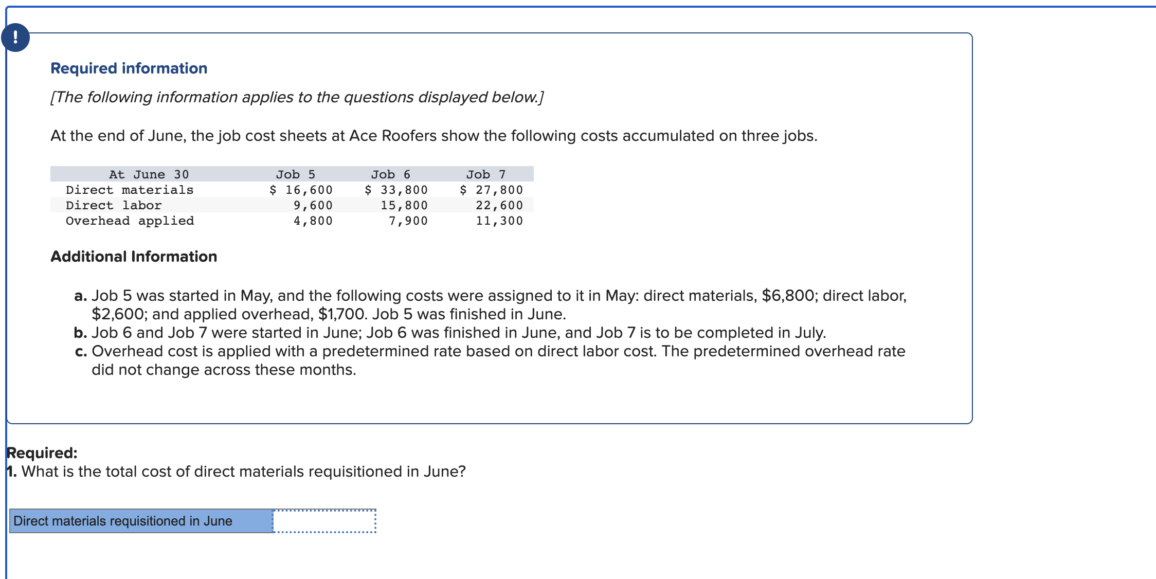 Solved What is the total cost of direct materials | Chegg.com