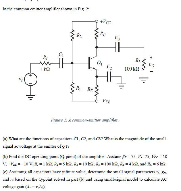 Solved In the common emitter amplifier shown in Fig. 2: g +V | Chegg.com