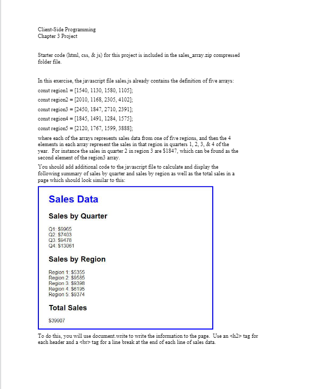 Solved Client-Side ProgrammingChapter 3 ProjectStarter code | Chegg.com