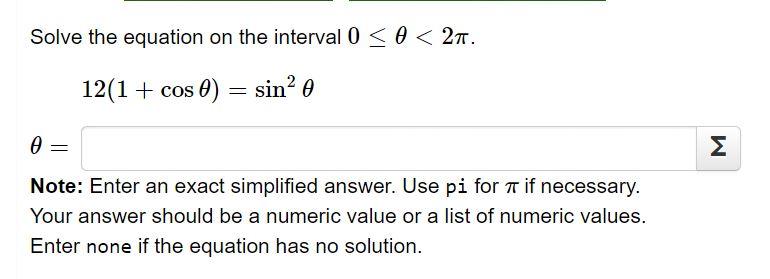 Solved Solve the equation on the interval 0 | Chegg.com