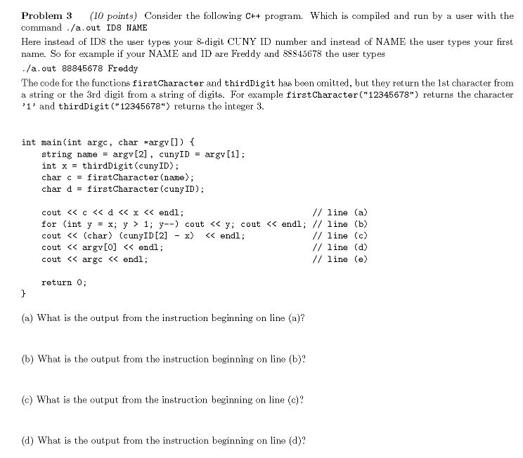 Solved Problem 3 (10 points) Consider the following C++ | Chegg.com