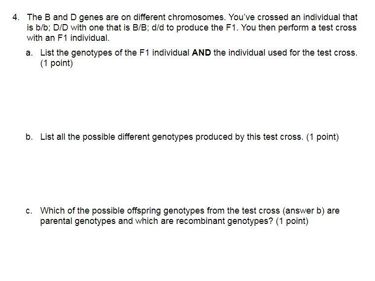 Solved 4. The B And D Genes Are On Different Chromosomes. | Chegg.com