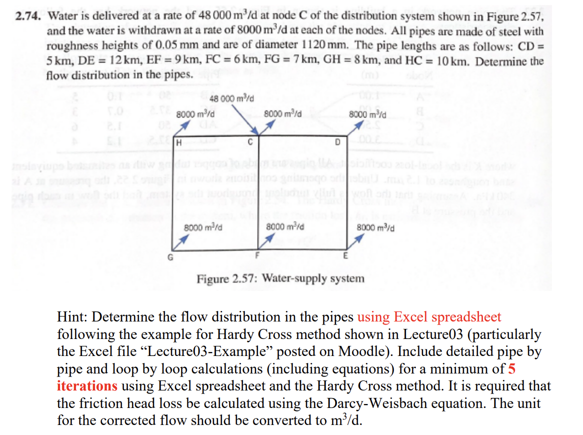 solved-74-water-is-delivered-at-a-rate-of-48000-m3-d-at-chegg