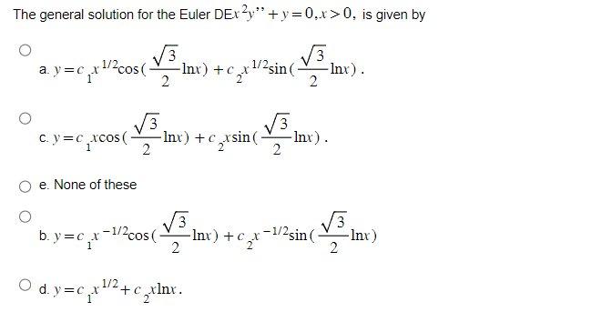 Solved The solution of the differential equation | Chegg.com