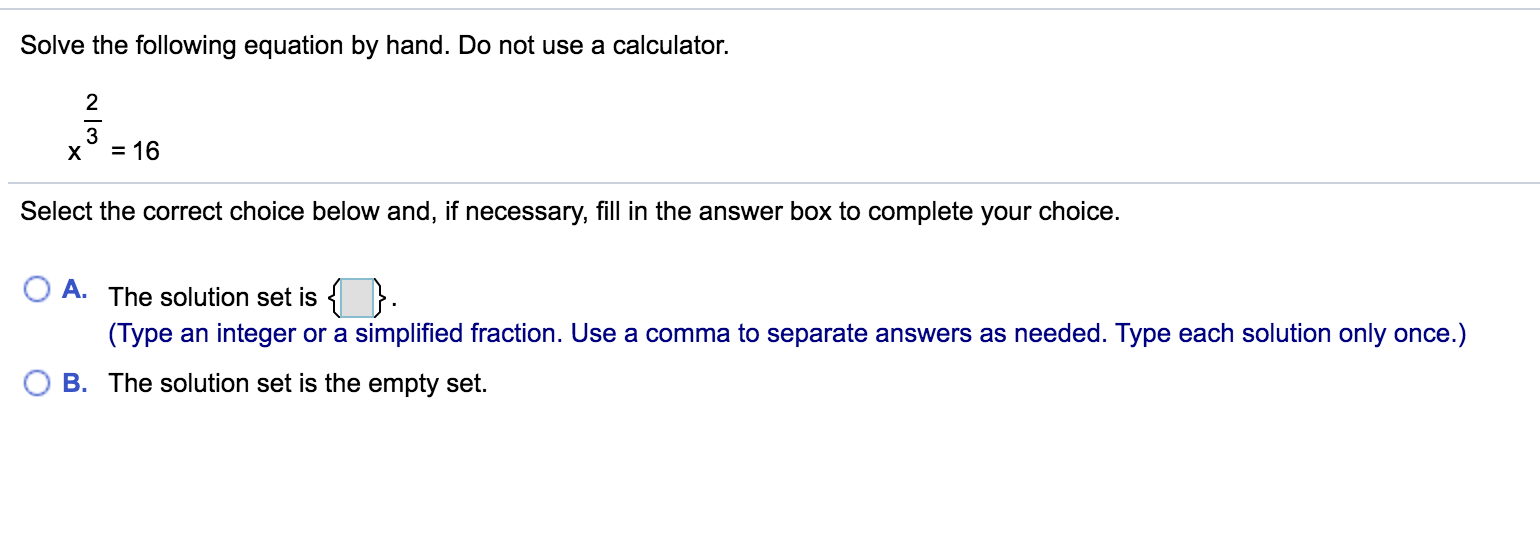 Solved Solve the following equation by hand. Do not use a | Chegg.com