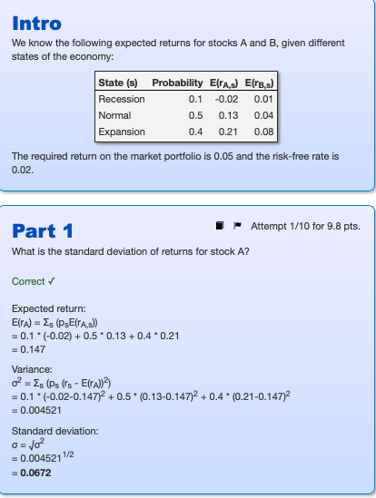 Solved Intro We Know The Following Expected Returns For | Chegg.com