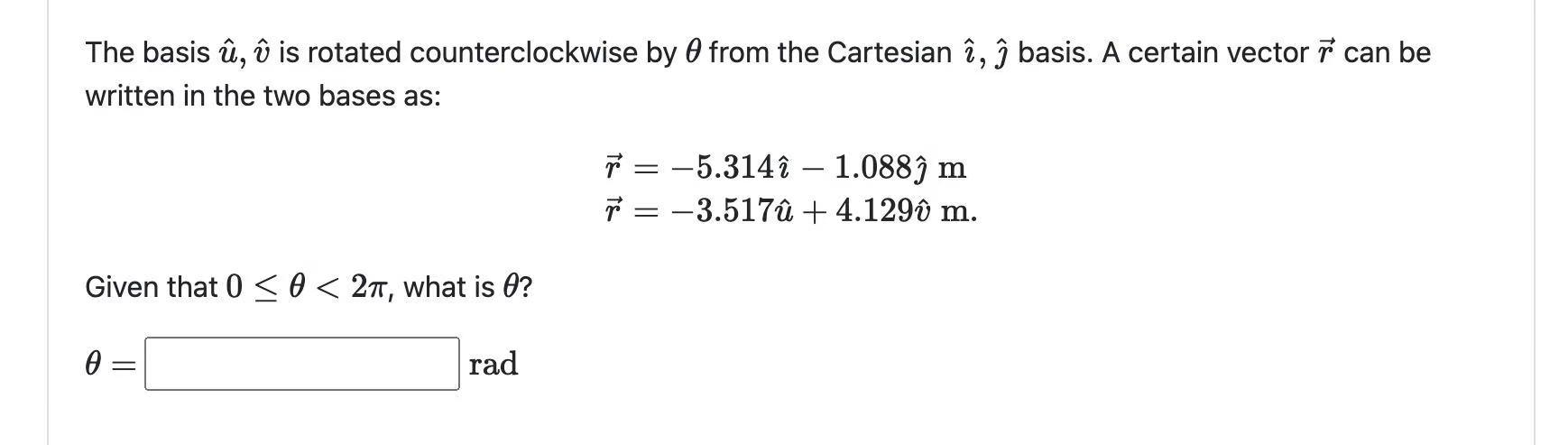 Solved The Basis U U Is Rotated Counterclockwise By 0 Fr Chegg Com