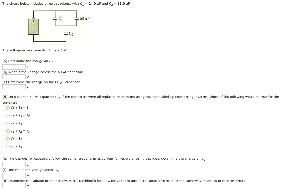 Solved The circuit below includes three capacitors, with | Chegg.com