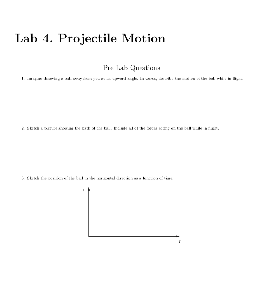 Solved Lab 4. Projectile Motion Pre Lab Questions 1. Imagine | Chegg.com