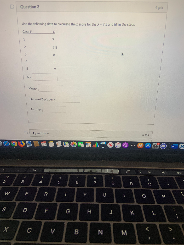 Solved Question 3 4 pts Use the following data to calculate | Chegg.com