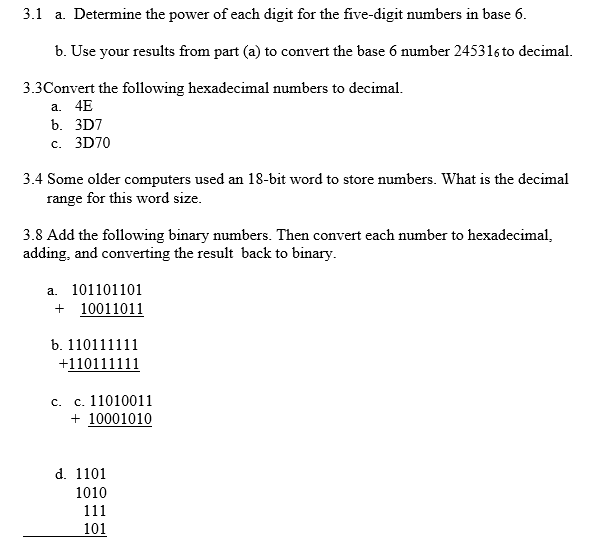 Solved 3.1 a. Determine the power of each digit for the | Chegg.com