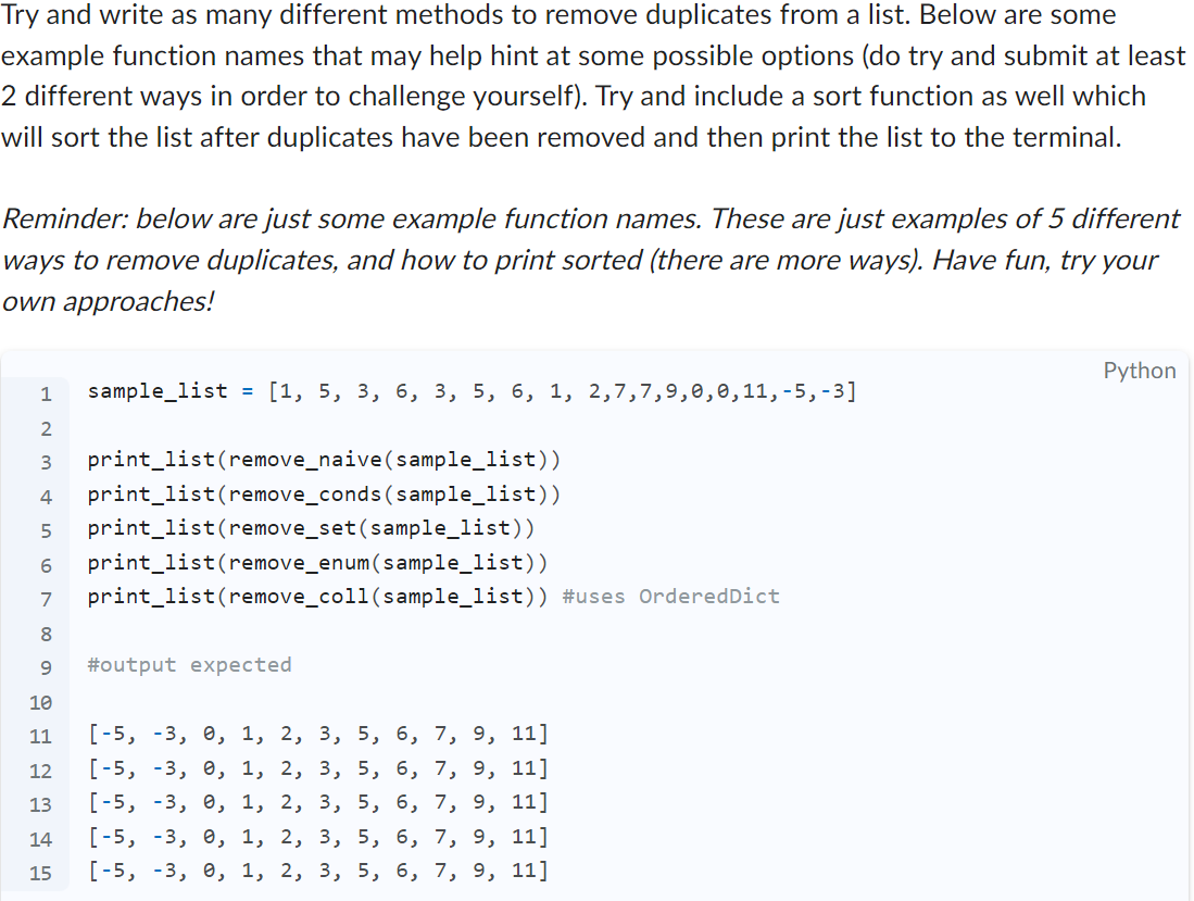 Solved Try and write as many different methods to remove | Chegg.com