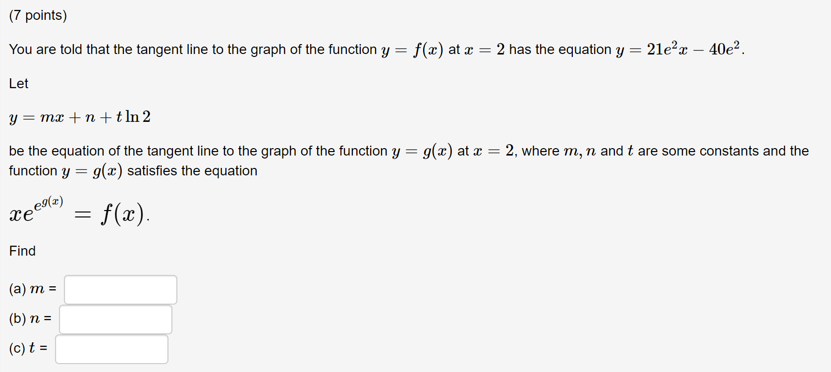 Solved 7 Points You Are Told That The Tangent Line To T Chegg Com