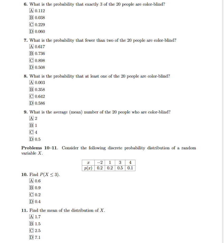 Solved 6. What is the probability that exactly 3 of the 20 | Chegg.com