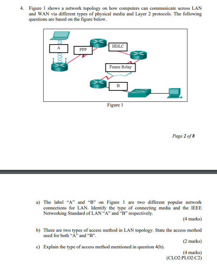 Solved 4. Figure 1 Shows A Network Topology On How Computers | Chegg.com